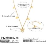 color: P422-Butterfly Zircon Pendant Gold Necklace -42.5+5cm
