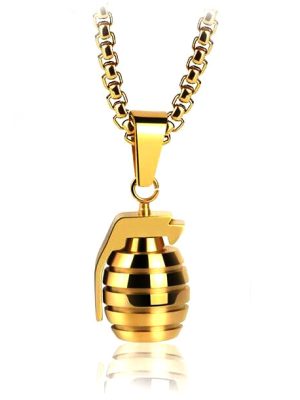 Domineering Personalized Grenade Stainless Steel Color Pendant Creative Necklace Ornament