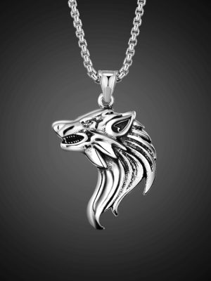 Classic Men's Stainless Steel Skull Wolf Head New Domineering Necklace Pendant