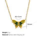 color: XL337GNG Green Enamel Gold Necklace