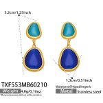 color: TXF553-Gold Mixed Blue Glass Stone Earrings