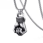 Fist-shaped personalized men's pendant, fitness sports necklace, hot new jewelry item.