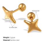 color: EH1006G Piercing Gold Stud Earrings