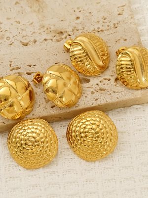 18K Gold Stainless Steel round Studs Women's Advanced All-Match Dongguan Earrings