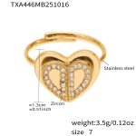 color: TXA446-Gold Heart Zircon Ring -Size 7