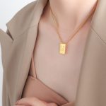 color: P1506-M Letter Gold Necklace -40+5cm
