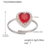 color: TXA354-Steel Color Heart Zircon Ring -Size 7