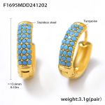 color: F1695-Gold Blue Turquoise Earrings -Medium