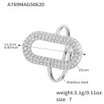 color: A769-Steel Color Ring Shape Zircon Ring / size: US 7