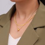 Simple round Beads Stainless Steel Clavicle Necklace Multi-Layer Twin Temperament Wild Color Retention Ornament