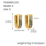 color: F836-6 Blue Color Zircon Earrings -Small