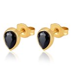 color: Drop Stud Earrings Black Zircon Gold