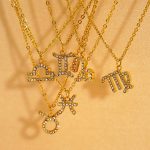 Light Luxury Micro Inlaid Zircon Twelve Constellation Stainless Steel Necklace Women's All-Match 18K Golden Clavicle Chain