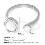 color: JZ129WES7 Freshwater White Shell Silver Ring