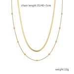 color: Double Layer Blade Chain Plus Bead Chain Gold C-002