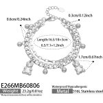 color: E266-Bear Pendant Cuban Chain Steel Color Bracelet -16.5/18+3cm