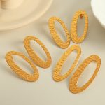New Oil Pressure Beating Texture Earrings 18K Gold Plating Stainless Steel Simple Earrings Daily Commuter's All-Matching