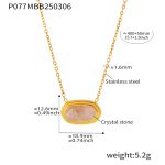 color: P077-Rose Quartz Stone Pendant Necklace 40+5cm