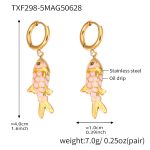 color: TXF298-5 Pink Color Little Fish Pendant Earrings