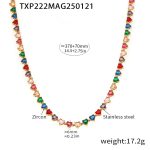 color: TXP222-Gold Multicolor Zircon Necklace