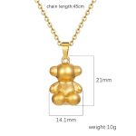 All-Match Stainless Steel Bear Pendant Necklace Light Luxury High-End Women's
