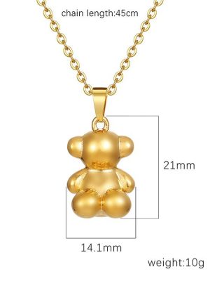 All-Match Stainless Steel Bear Pendant Necklace Light Luxury High-End Women's
