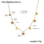 color: TXP224-Gold Heart White Zircon Necklace