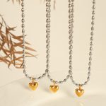 Heart Design Necklace Stainless Steel Gold Plated All-Match New Style Collarbone Necklace