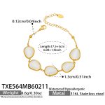 color: TXE564-Gold White Cat's Eye Stone Bracelet