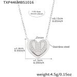 color: TXP446-Steel Color Heart Zircon Necklace 41+5cm