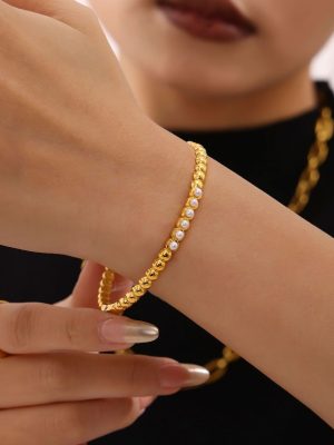 T's Full Rhinestone Zircon Buckle Bracelet Hand-Inlaid Stainless Steel Simple and Light Luxury Bracelet