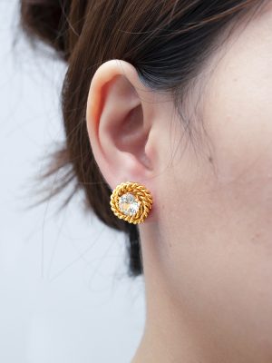 Retro Easy Matching Rose Zircon Stud Earrings Advanced Design Women's Stainless Steel Decoration