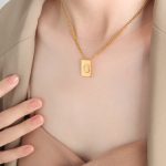 color: P1506-G Letter Gold Necklace -40+5cm
