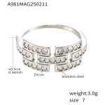 color: A981-Steel Color White Zircon Ring / size: US 7