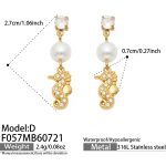 color: F057-D Style White Zircon Seahorse Gold Earrings