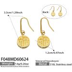 color: F048-Fu & Double Happiness Double-sided Gold Earrings