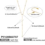 color: P916-Zircon Gold Y Letter Shape Necklace -42+5cm