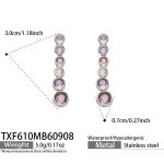 color: TXF610-Purple Zircon Steel Color Earrings