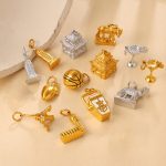 Leopard Tower Various Shapes Pendant Stainless Steel Plated 18K Gold Vertical Body Versatile DIY Accessories