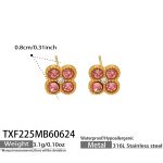 color: TXF225-Rose Red Color Zircon Gold Earrings
