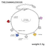 color: TXE236-Mixed Colors Heart Steel Color Bracelet 16+5cm