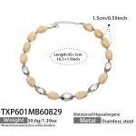 color: TXP601-Bone Color Resin Steel Color Necklace -42+5cm