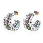 color: Three-wire Beads Earrings Two-tone Multicolor MS-650