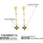 color: F282-Green Color Zircon Gold Earrings