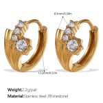 color: EH1110WEG White Rhinestone Gold Hoop Earrings
