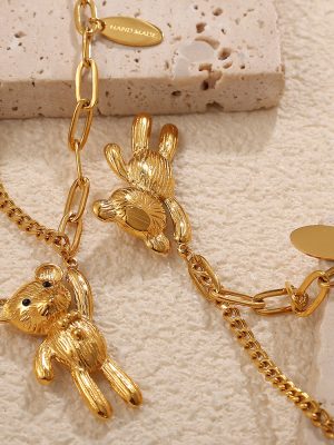 Design New Bear Necklace Female Simple Hip Hop Cold All-Match Item Clavicle