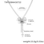 color: TXP328-Steel Color Flower Tassel Necklace 53+5cm