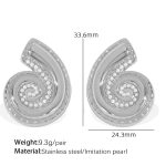 color: EH817 White Bead Silver Earrings
