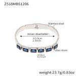 color: Z518-Steel Color Blue Glass Stone Bangle