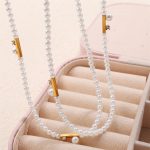 Simple Retro Imitation Pearl Clavicle Chain Vacuum Vapor Plating 18K Gold Zircon All-Match Necklace